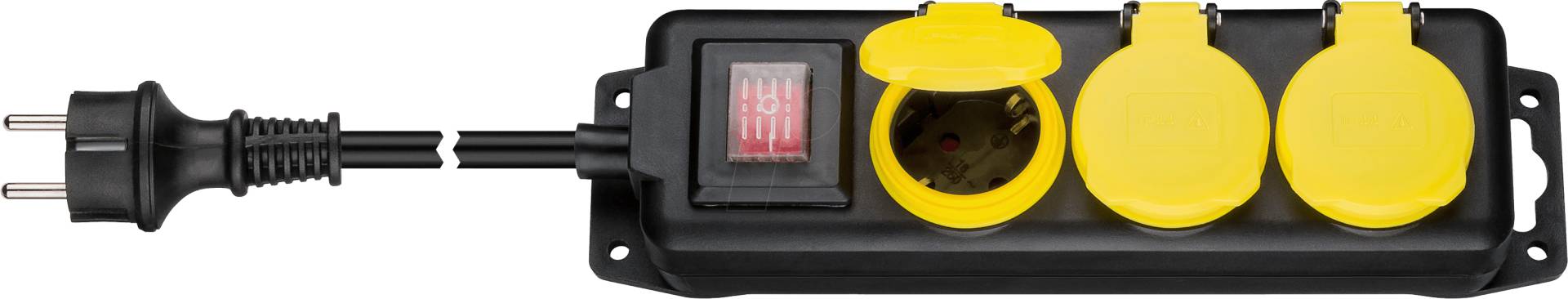 GB 45193 - Steckdosenleiste, 3-fach, 3,0 m, mit Schalter, IP44, schwarz von Goobay
