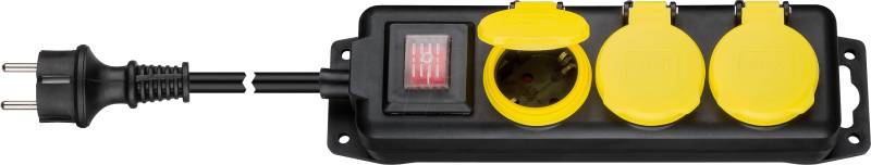 GB 45193 - Steckdosenleiste, 3-fach, 3,0 m, mit Schalter, IP44, schwarz von Goobay