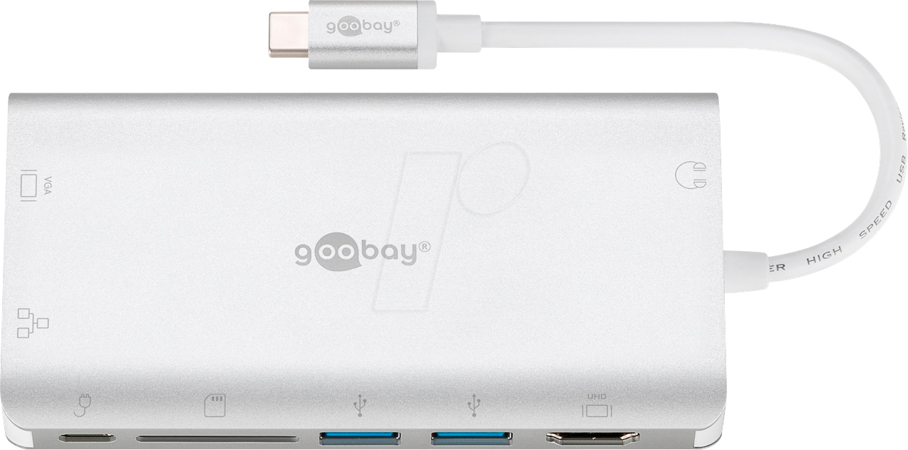 GOOBAY 49850 - USB-C Multiport-Adapter, VGA, HDMI, Ethernet, silber von Goobay