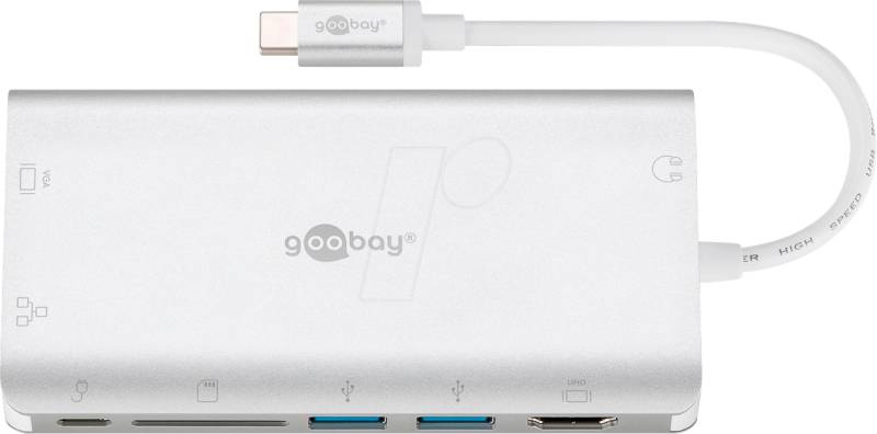 GOOBAY 49850 - USB-C Multiport-Adapter, VGA, HDMI, Ethernet, silber von Goobay