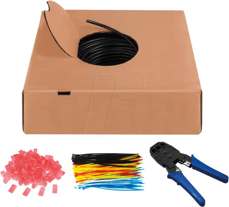 GOOBAY 55441 - CAT.6 Outdoor Netzwerkkabel-Set, U/UTP, 305 m, schwarz von Goobay