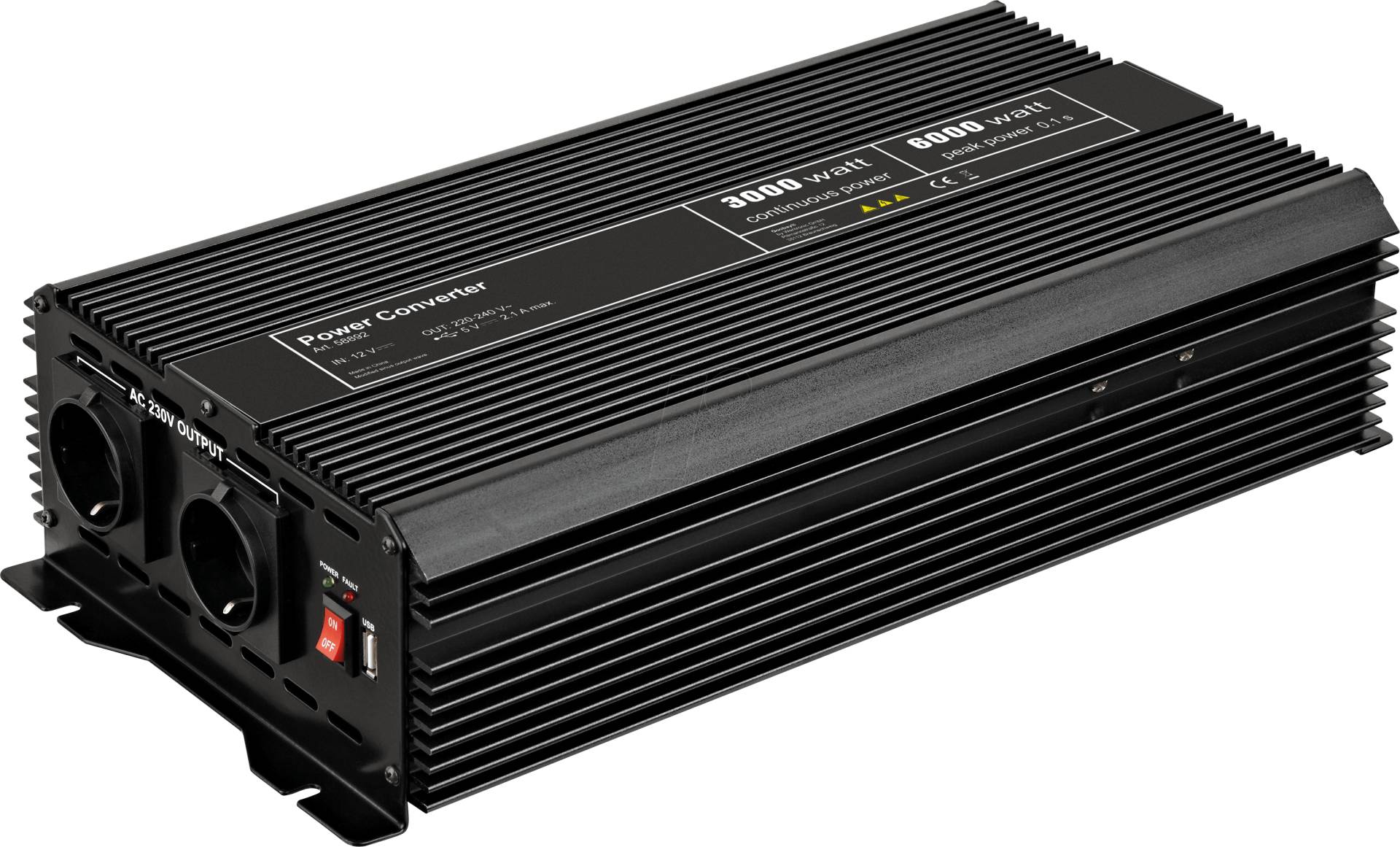 GOOBAY 58892 - Wechselrichter, mod. Sinuswelle, 3000 W, 12 V, Schutzkont. von Goobay