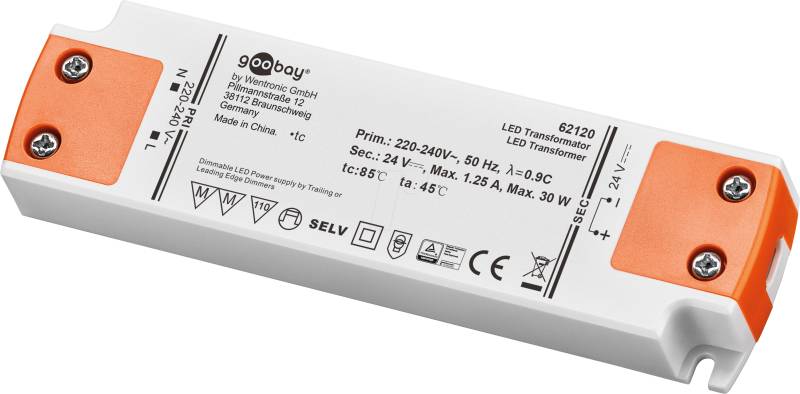 GOOBAY 62120 - LED-Trafo, 30 W, 24 V, 1250 mA von Goobay