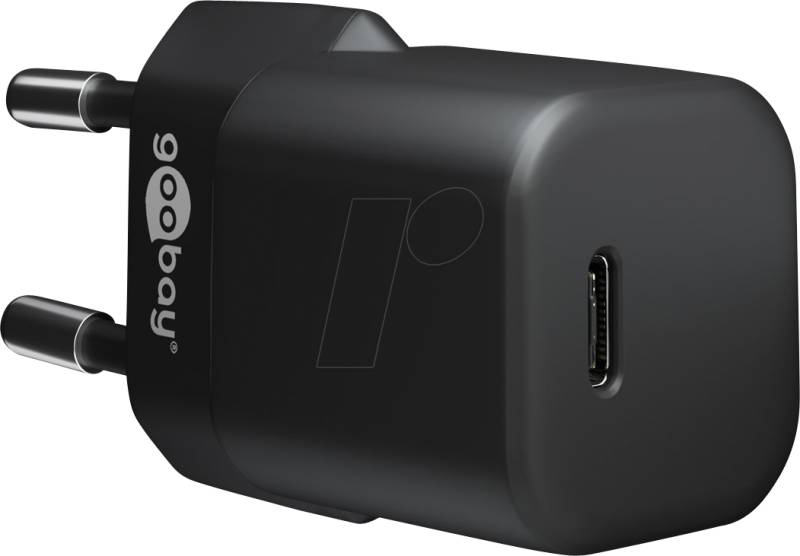 GOOBAY 65403 - USB-Ladegerät, 20 W, 1x USB-C (PD), GaN, schwarz von Goobay