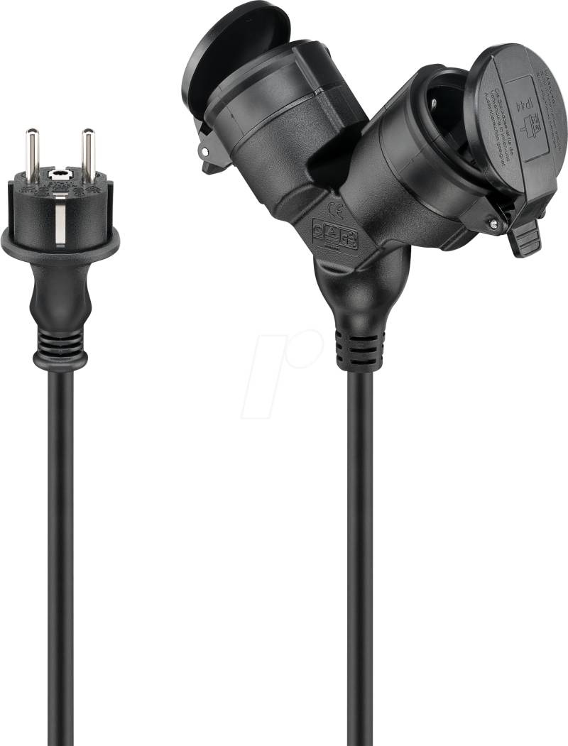 GOOBAY 65435 - Verlängerungskabel Outdoor, Verlängerung, doppelt, 10 m, schwarz von Goobay