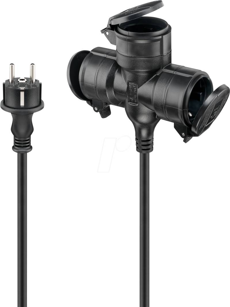 GOOBAY 65438 - Verlängerungskabel Outdoor, Verlängerung, 3 fach, 10 m, schwarz von Goobay