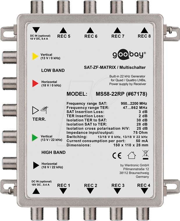 GOOBAY 67178 - Multischalter, 5 / 8, passiv von Goobay