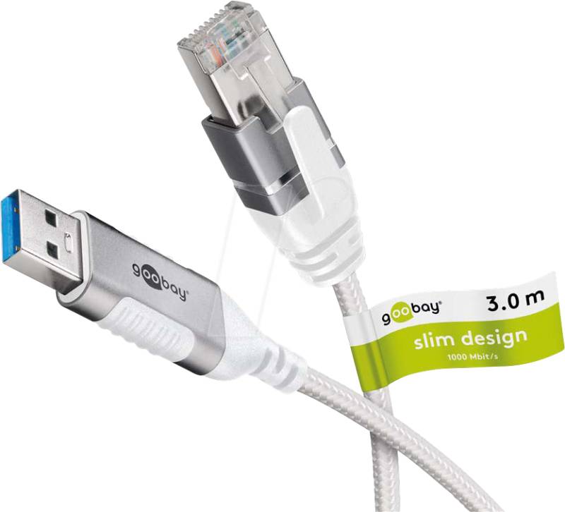 GOOBAY 74380 - Netzwerkadapter, Kabel, USB 3.0 Typ A, Gigabit Ethernet, 3 m von Goobay