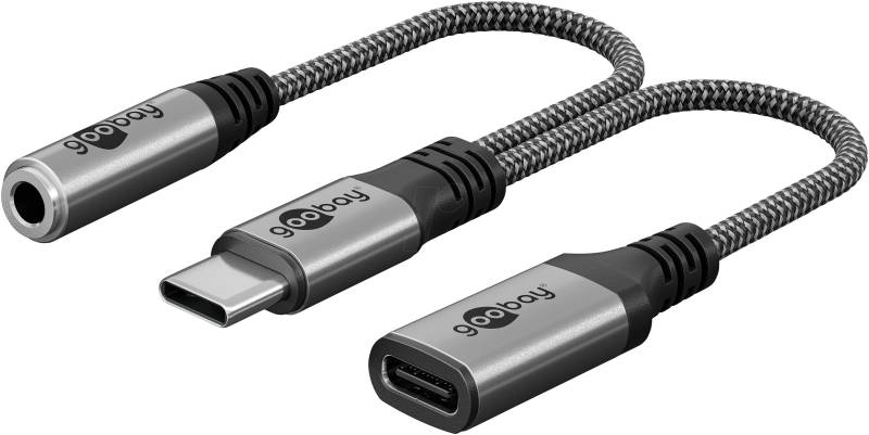 GOOBAY 74524 - Adapter Kabel USB C auf Klinke + USB-C 0,15 m von Goobay