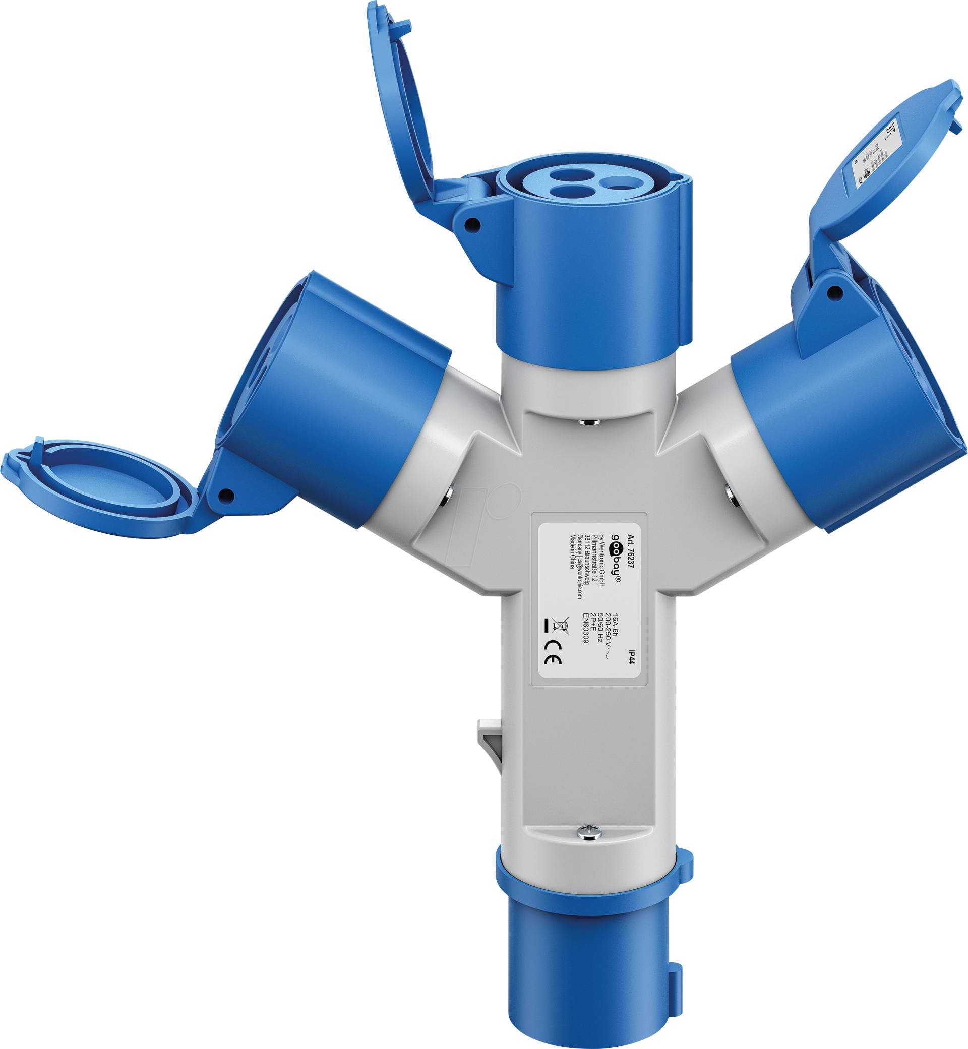 GOOBAY 76237 - Camping Adapter, CEE-Stecker auf 3x CEE-Kupplung, Y-Adapter von Goobay