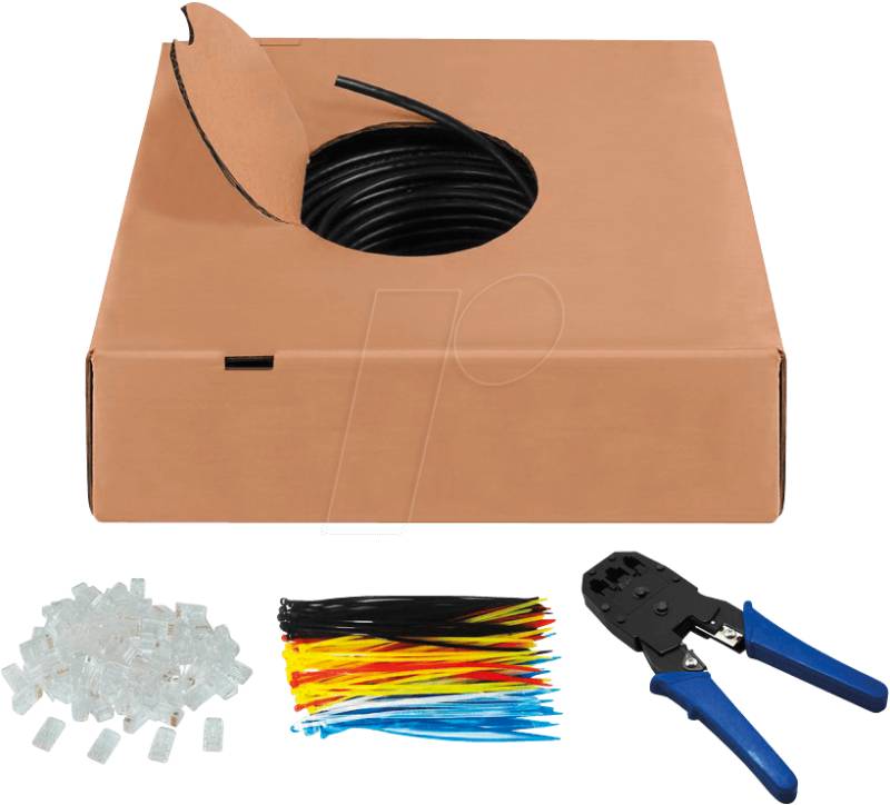 GOOBAY 94399 - CAT.6 Outdoor Netzwerkkabel-Set, U/UTP, 305 m, schwarz von Goobay