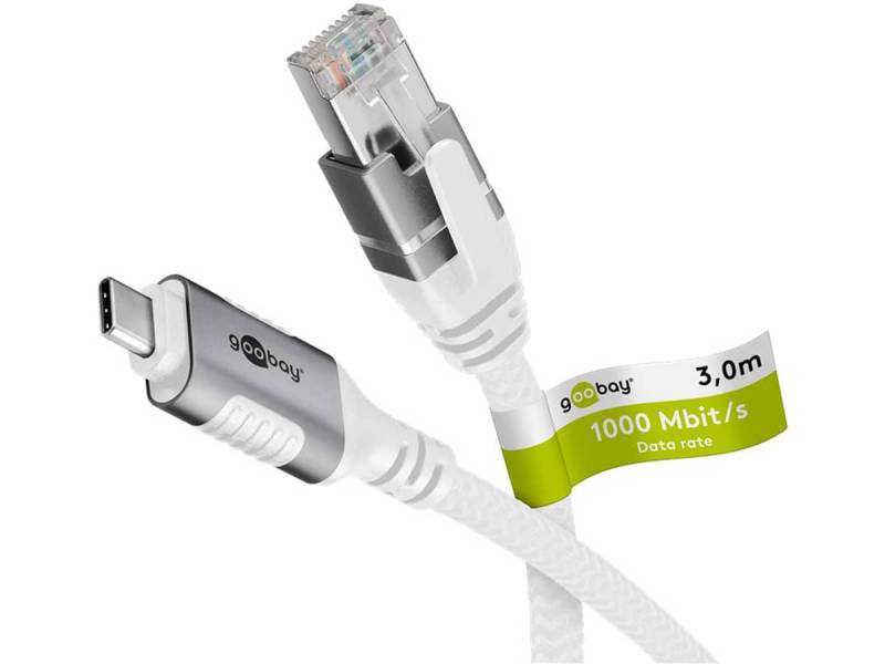 GOOBAY Ethernet-Kabel CAT6 USB-C 3.1 auf RJ45, 3m, weiß von Goobay