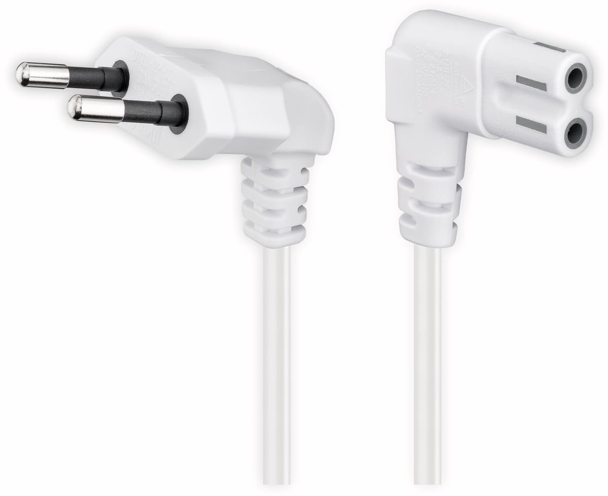 GOOBAY Euro-Netzkabel mit Doppelnutkupplung, weiß, 3m, 90° GOOBAY Euro-Netzkabel mit Doppelnutkupplung, weiß, 3m, 90° von Goobay