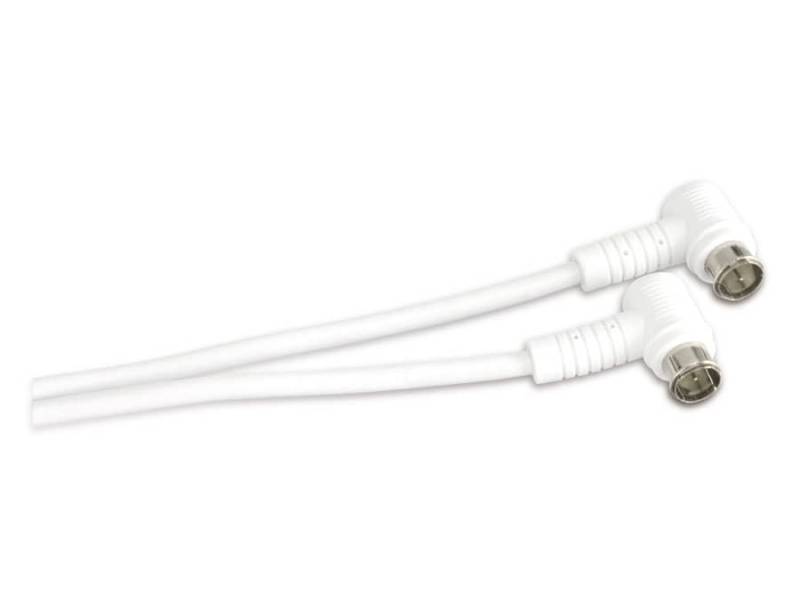 GOOBAY F-Quick-Antennenanschlusskabel 2,5 m, weiß, 2x gewinkelt, 80 dB von Goobay
