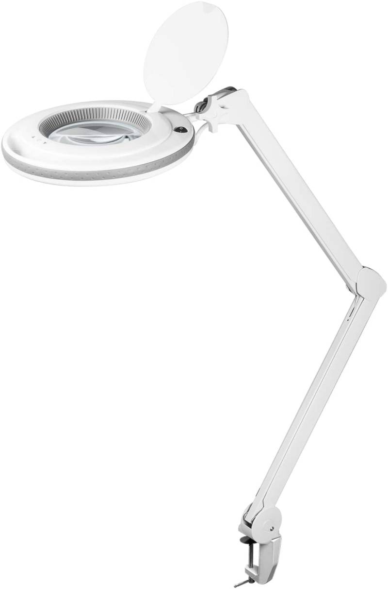 GOOBAY LED-Klemm-Lupenleuchte, 9 W, 730 lm, Kristallglas, dimmbar, weiß von Goobay