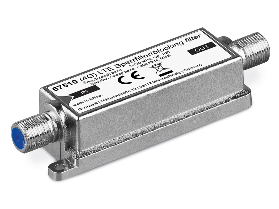 GOOBAY LTE(4G)-Sperrfilter für DVB-T, 2x F-Kupplung von Goobay