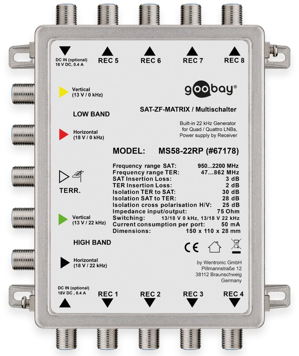 GOOBAY Multischalter 67178, 5/8, passiv von Goobay