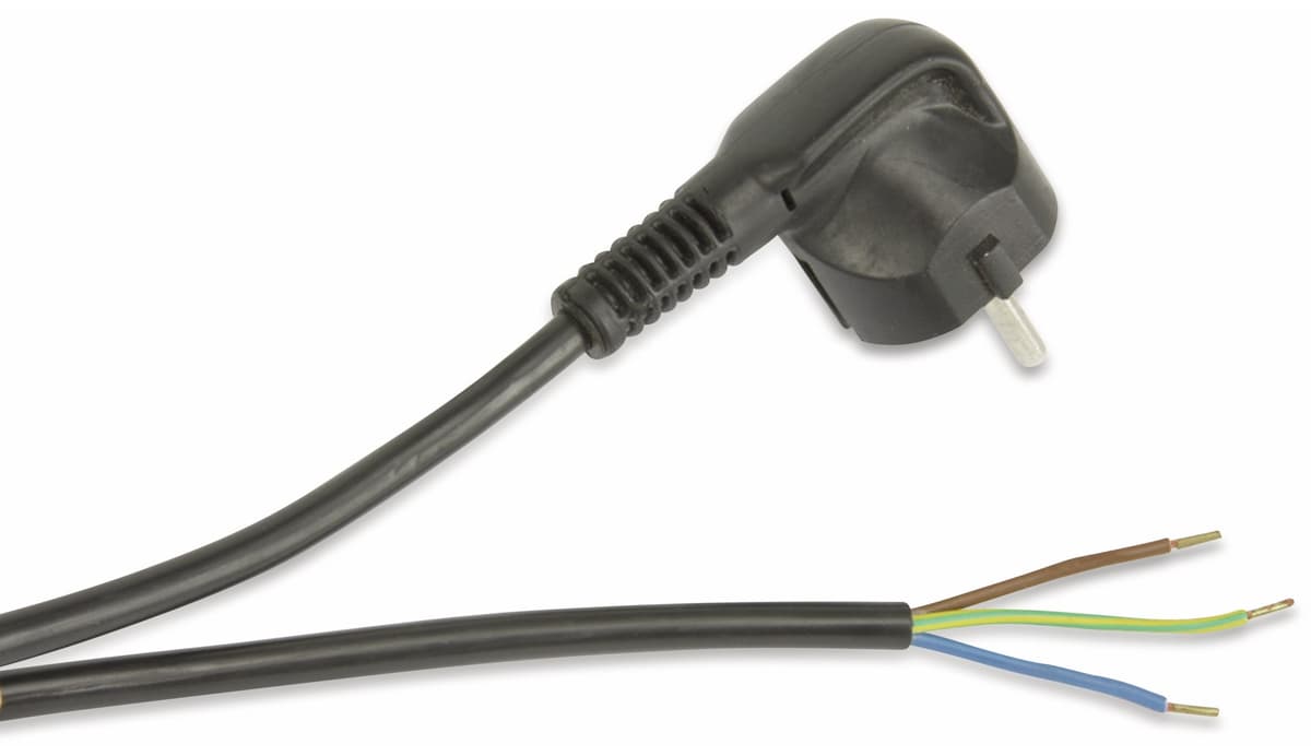 GOOBAY Netzkabel mit Schutzkontaktstecker, 2 m, schwarz von Goobay