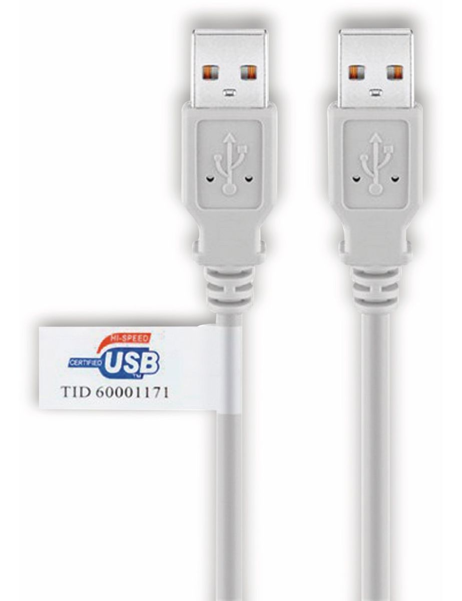 GOOBAY USB 2.0 Typ A/A Hi-Speed Anschlusskabel, 50797, 3 m, grau von Goobay