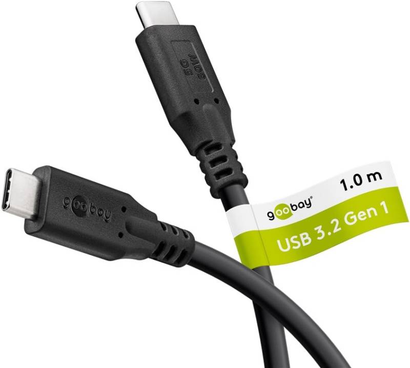 GOOBAY USB-C Kabel 74726 USB3.2 60W 1m schwarz 5 Gbit/s von Goobay