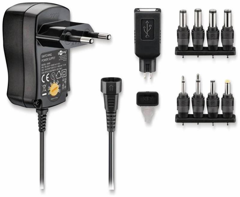 GOOBAY Universal-Steckernetzteil 53995, 3...12 V-, 7,2 W von Goobay