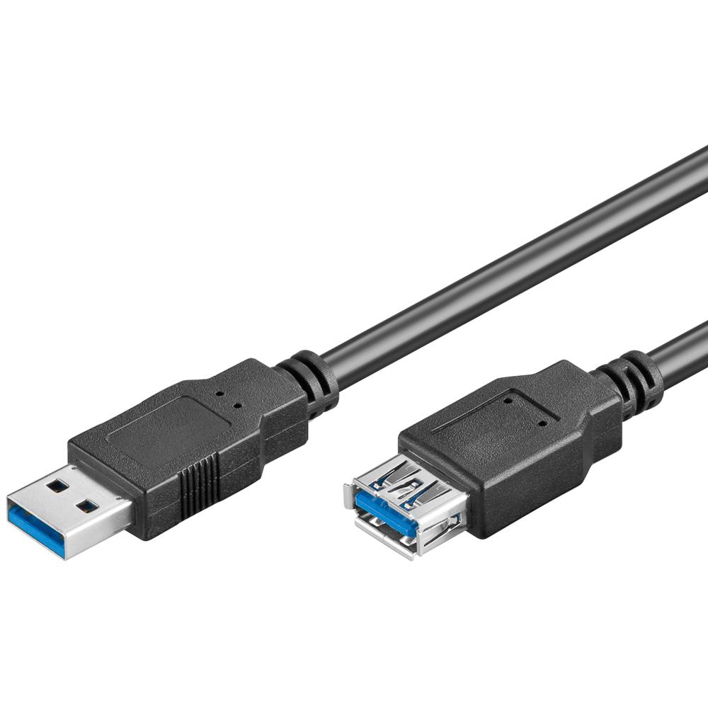 Goobay 1.8m USB 3.0 SuperSpeed Verlängerungskabel, Schwarz [USB 3.0-Stecker (Typ A) > USB 3.0-Buchse (Typ A)] von Goobay