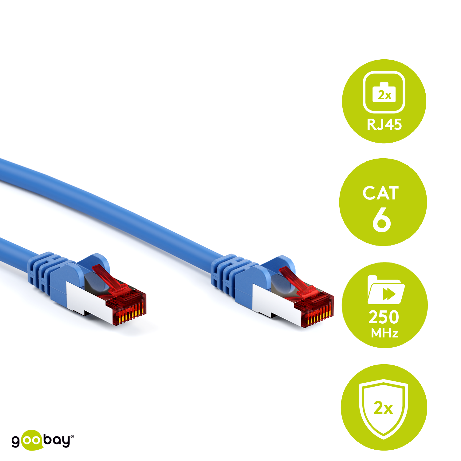 Goobay 10m CAT 6 Patchkabel, S/FTP (PiMF), Blau von Goobay