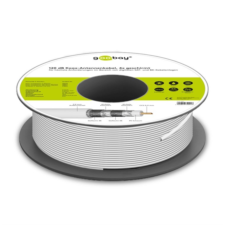 Goobay 120 dB SAT-Koaxialkabel, 4x geschirmt, CCS - für digitale SAT- und BK-Kabelanlagen Goobay 120 dB SAT-Koaxialkabel, 4x geschirmt, CCS - für digitale SAT- und BK-Kabelanlagen von Goobay
