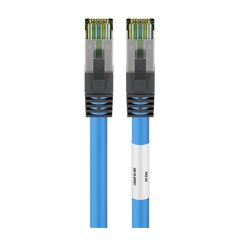 Goobay 20m RJ45 (CAT 6A, 500 MHz) Patchkabel mit CAT 8.1 S/FTP Rohkabel, Blau, 20 m von Goobay