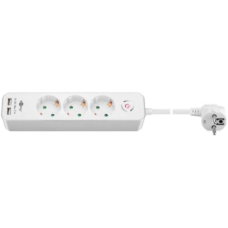 Goobay 3-fach Steckdosenleiste mit Schalter (2x USB 2.0-Buchse IP20 15m weiß) von Goobay