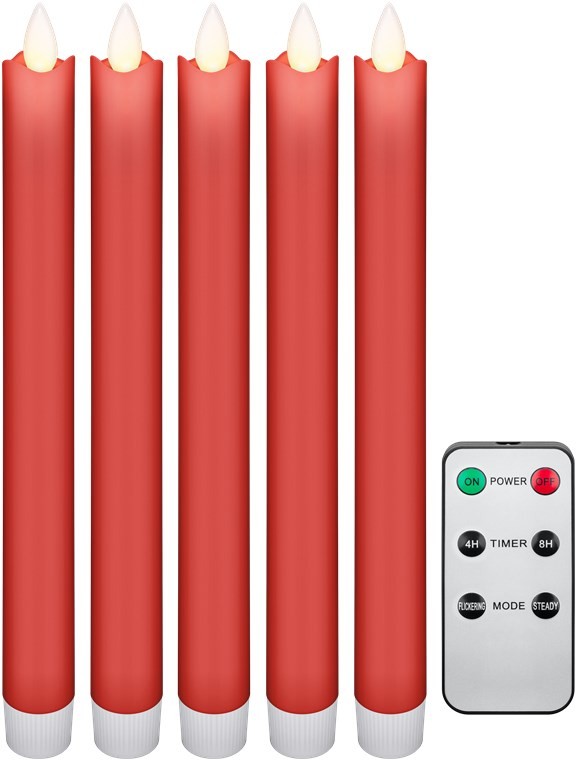Goobay 5er-Set rote LED-Echtwachs-Stabkerzen, inkl. Fernbedienung - Wunderschöne und sichere Lichtlösung für viele Bereiche wie Haus und Loggia, Büros oder Schulen Goobay 5er-Set rote LED-Echtwachs-Stabkerzen, inkl. Fernbedienung - Wunderschöne und sichere Lichtlösung für viele Bereiche wie Haus und Loggia, Büros oder Schulen von Goobay