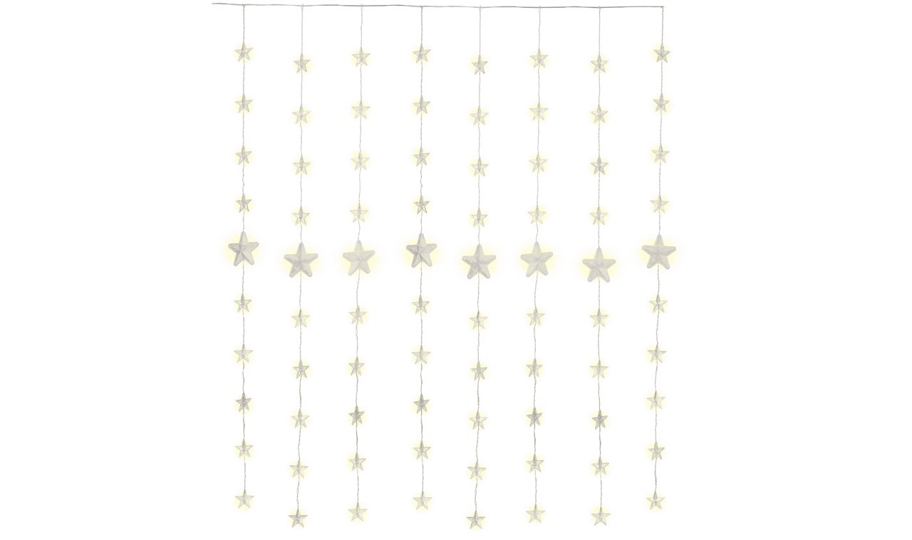 Goobay 80er LED-Sternenvorhang - mit Fernbedienung, Timer-Funktion, 8 Leuchtmodi, Dimmer und 31 V-Außentrafo, warm-weiß (3000 K) von Goobay