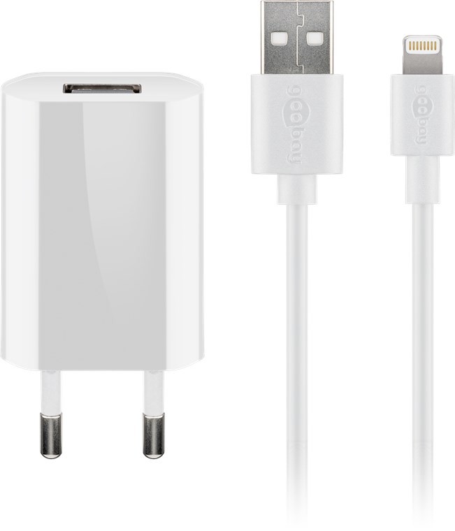 Goobay Apple Lightning Ladeset (5 W) - Netzteil mit Apple Lightning-Kabel, 1 m, weiß von Goobay