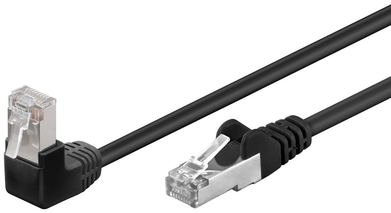 Goobay CAT 5e Patchkabel 1x 90° gewinkelt, F/UTP, Schwarz Goobay CAT 5e Patchkabel 1x 90° gewinkelt, F/UTP, Schwarz von Goobay