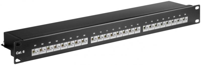 Goobay CAT 6 19 Patchpanel, 24 Port, STP geschirmt, schwarz Netzwerk-Adapter von Goobay