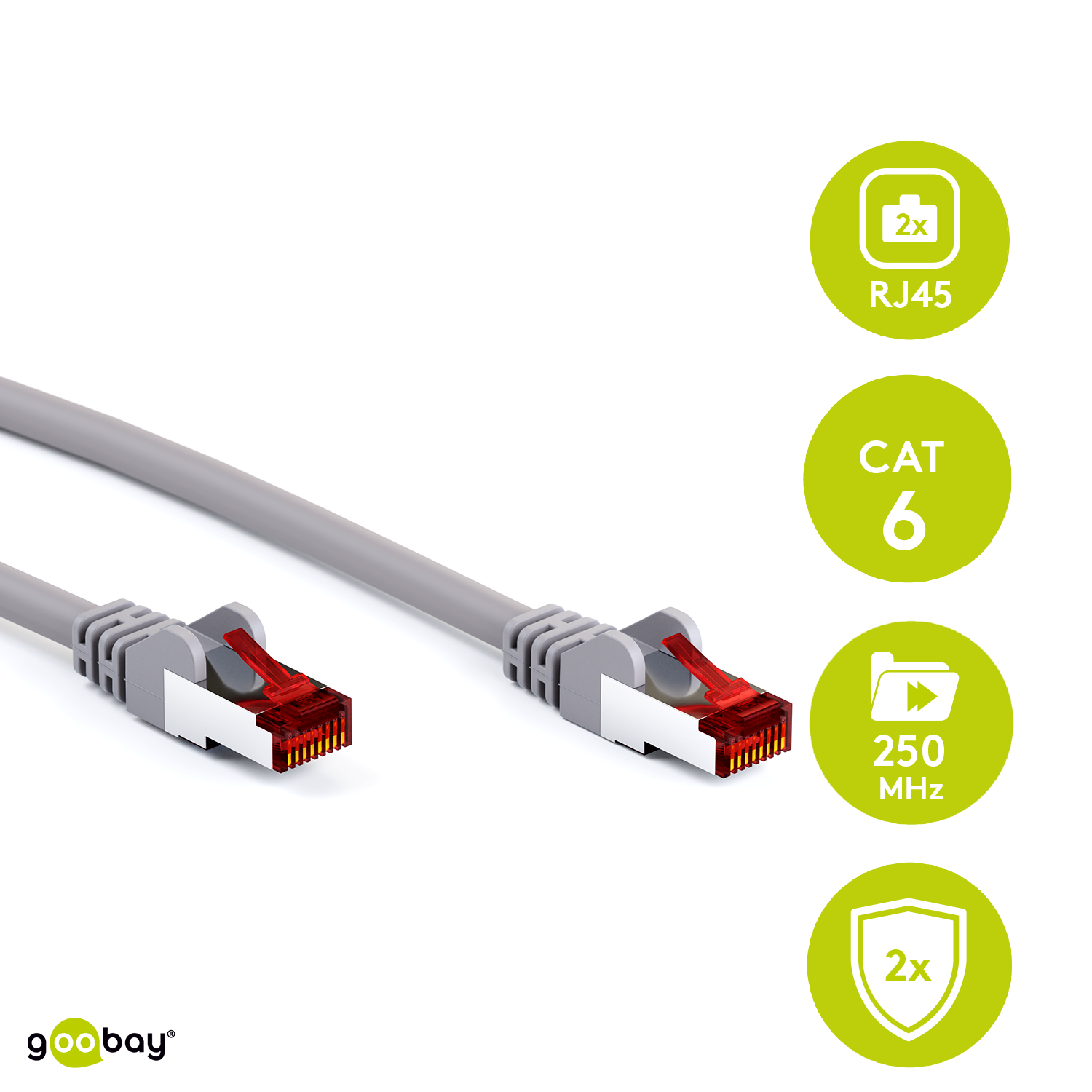 Goobay CAT 6 Patchkabel, S/FTP (PiMF), Grau 15m LSZH halogenfrei, Kupfer von Goobay