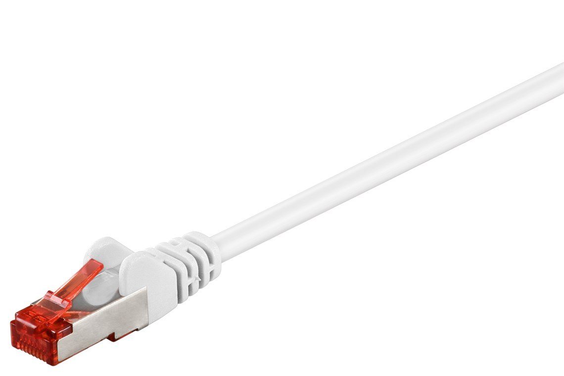 Goobay CAT 6 Patchkabel S/FTP Weiß LAN-Kabel, RJ-45 (Ethernet), (25 cm), CCA-Leiter, Vergoldete Anschlüsse, Doppelte Schirmung von Goobay