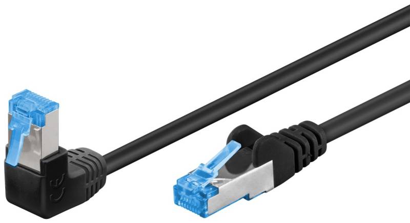 Goobay CAT 6A Patchkabel 1x 90° gewinkelt, S/FTP (PiMF), Schwarz von Goobay