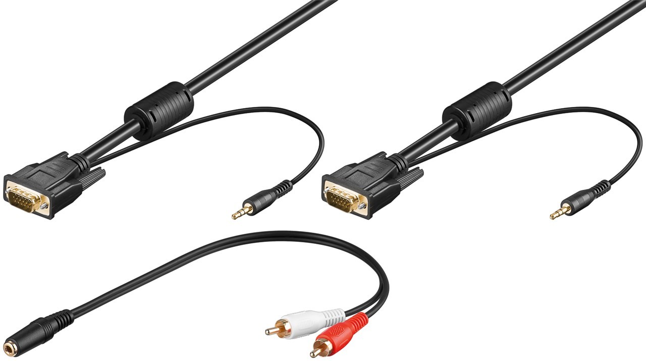 Goobay Full HD SVGA Monitorkabel mit Audioleitung - mit 2x 3,5-mm-Audioleitung (stereo) und 3,5-mm-Adapter > 2x Cinchstecker (audio) von Goobay