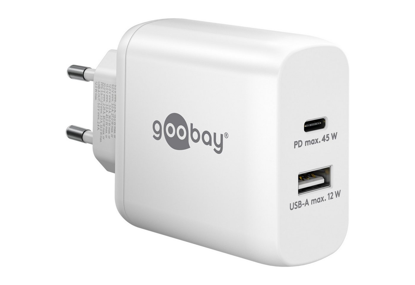 Goobay GOOBAY USB-Lader 65412, 45 W, 2-fach, 1xC PD, 1xA USB-Ladegerät Goobay GOOBAY USB-Lader 65412, 45 W, 2-fach, 1xC PD, 1xA USB-Ladegerät von Goobay