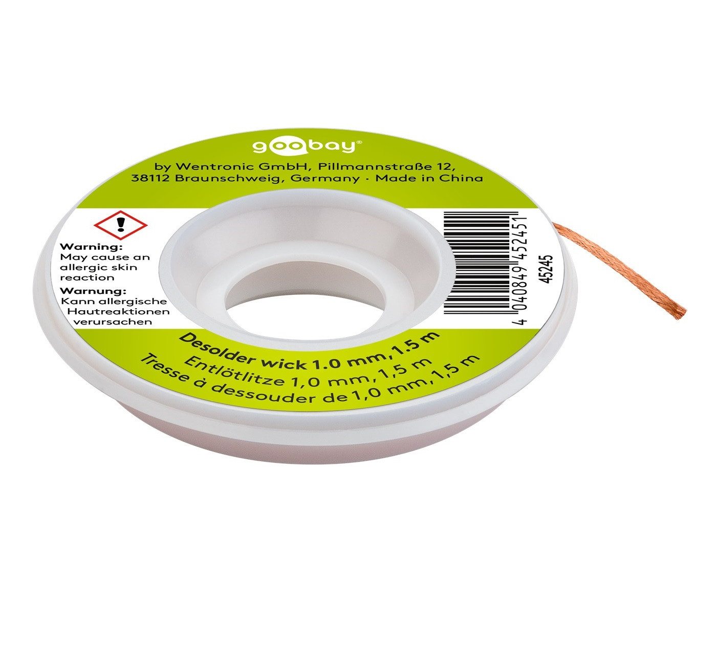 Goobay Goobay 45245 Entlötlitze 1mm reines Kupfer Entlötdraht zur Lötzinn SAT-Kabel Goobay Goobay 45245 Entlötlitze 1mm reines Kupfer Entlötdraht zur Lötzinn SAT-Kabel von Goobay