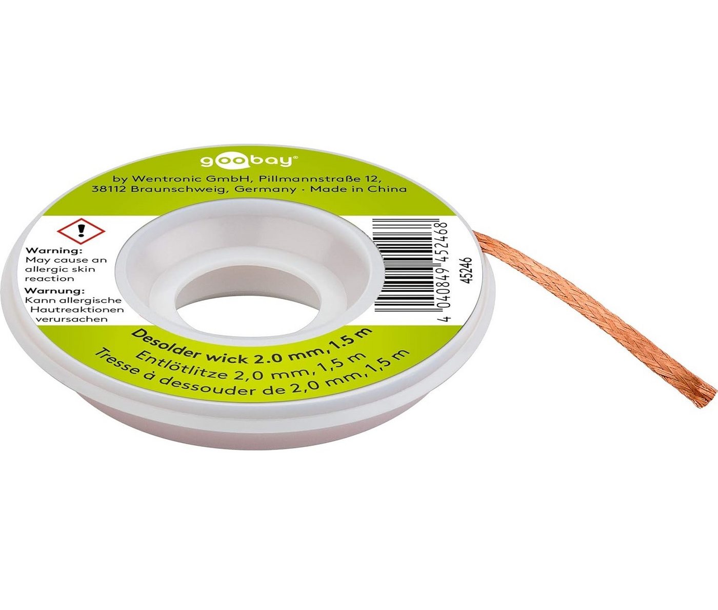 Goobay Goobay 45246 Entlötlitze 2mm reines Kupfer Entlötdraht zur Lötzinn SAT-Kabel Goobay Goobay 45246 Entlötlitze 2mm reines Kupfer Entlötdraht zur Lötzinn SAT-Kabel von Goobay