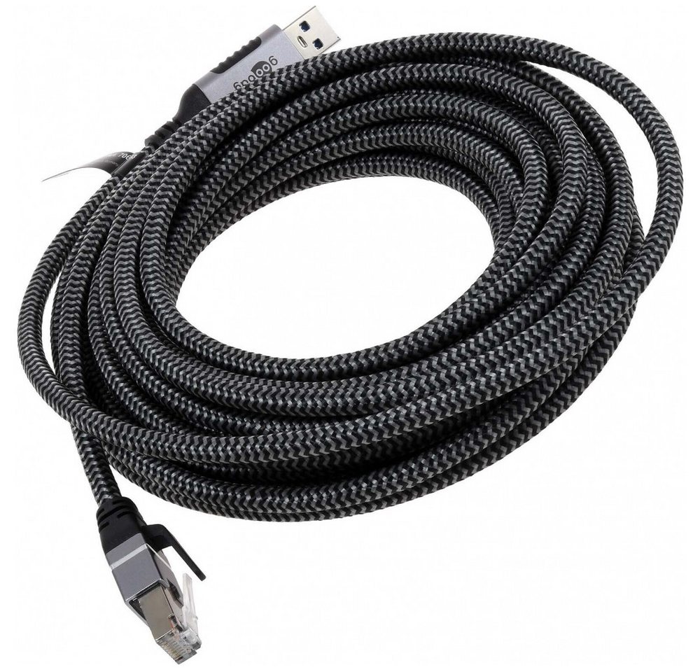 Goobay Goobay Ethernet-Kabel USB-A 3.2 Gen1 7,5m LAN-Adapter Netzwerk-Adapter USB-A auf RJ-45 zu LAN-Adapter, Geflochtener Textilmantel Goobay Goobay Ethernet-Kabel USB-A 3.2 Gen1 7,5m LAN-Adapter Netzwerk-Adapter USB-A auf RJ-45 zu LAN-Adapter, Geflochtener Textilmantel von Goobay