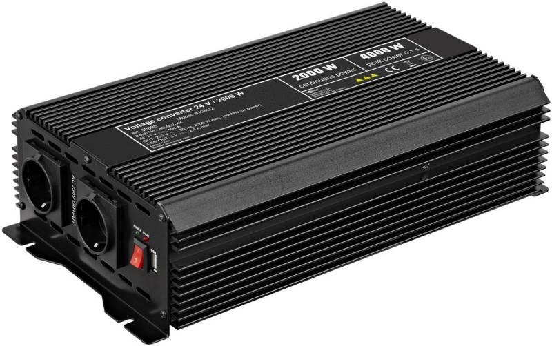 Goobay Goobay Spannungswandler 24V / 2000 W - wandelt 24 V DC in 230 V AC um USB-Ladegerät von Goobay