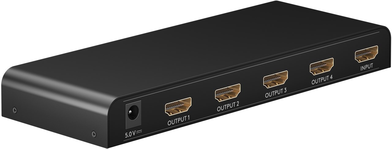 Goobay HDMI™-Splitter 1 auf 4 (4K @ 30 Hz) - teilt 1x HDMI™-Eingangssignal auf 4x HDMI™-Ausgänge auf von Goobay