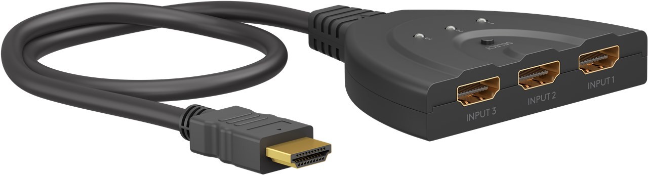 Goobay HDMI™-Umschaltbox 3 auf 1 (4K @ 30 Hz) - zum Umschalten zwischen 3x HDMI™-Geräten angeschlossen an 1x HDMI™-Display von Goobay
