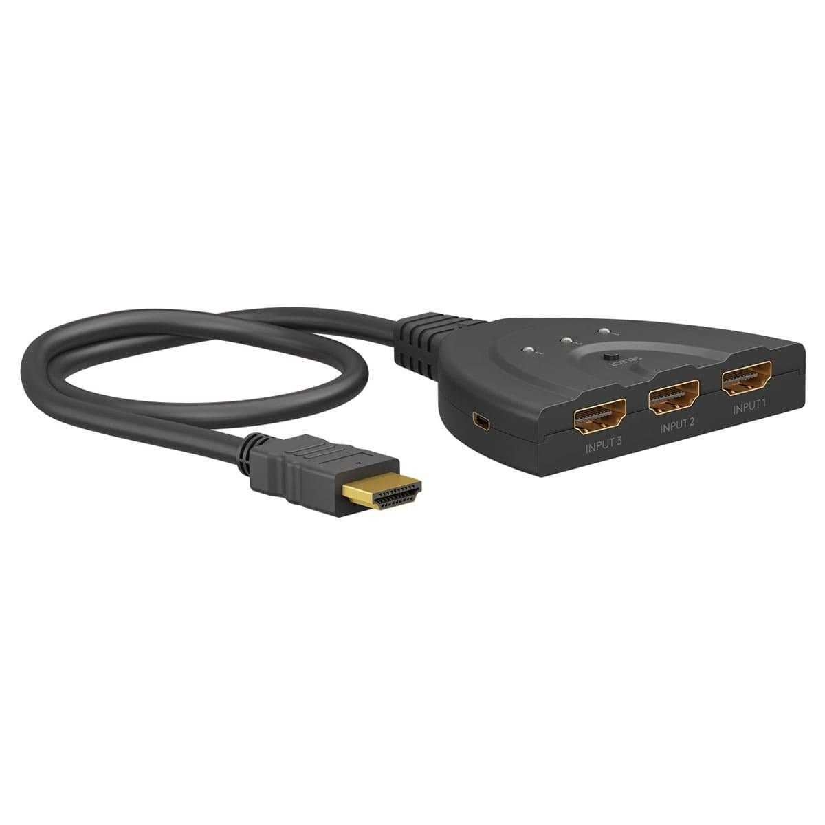 Goobay HDMI Ultra HD 4K/60Hz Umschaltbox Verteiler (3 Eingänge & 1 Ausgang Switch Splitter) von Goobay