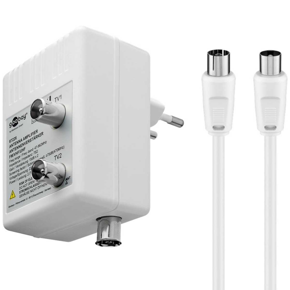 Goobay Hausanschluss- TV Antennenverstärker 2x 15dB NT Goobay Hausanschluss- TV Antennenverstärker 2x 15dB NT von Goobay