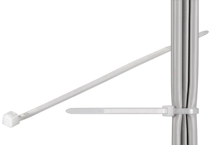 Goobay Kabelbinder, wetterfester Nylon - 3,5 mm breit und 365 mm lang, transparent-weiß von Goobay