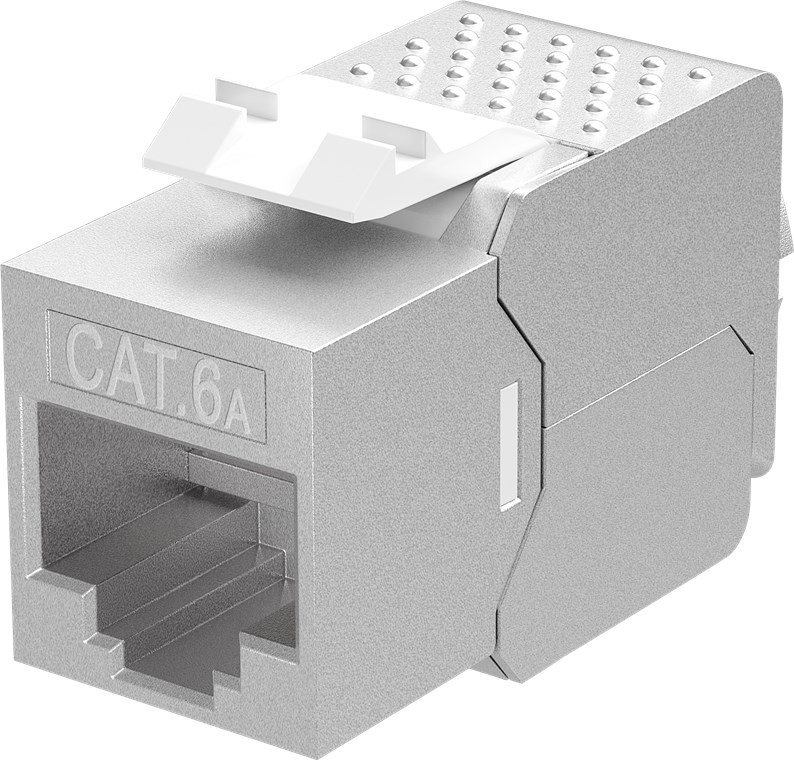 Goobay Keystone Modul RJ45 CAT 6A, STP, slim-line - 14,7 mm Breite, Krokodil-Typ, Klemmleiste für LSA Montage (werkzeugfrei) von Goobay